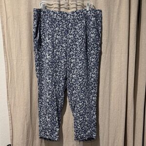 Jessica Simpson Viscose Pull On Loose Fit Slim Tapered Leg Blue Floral Pants XL